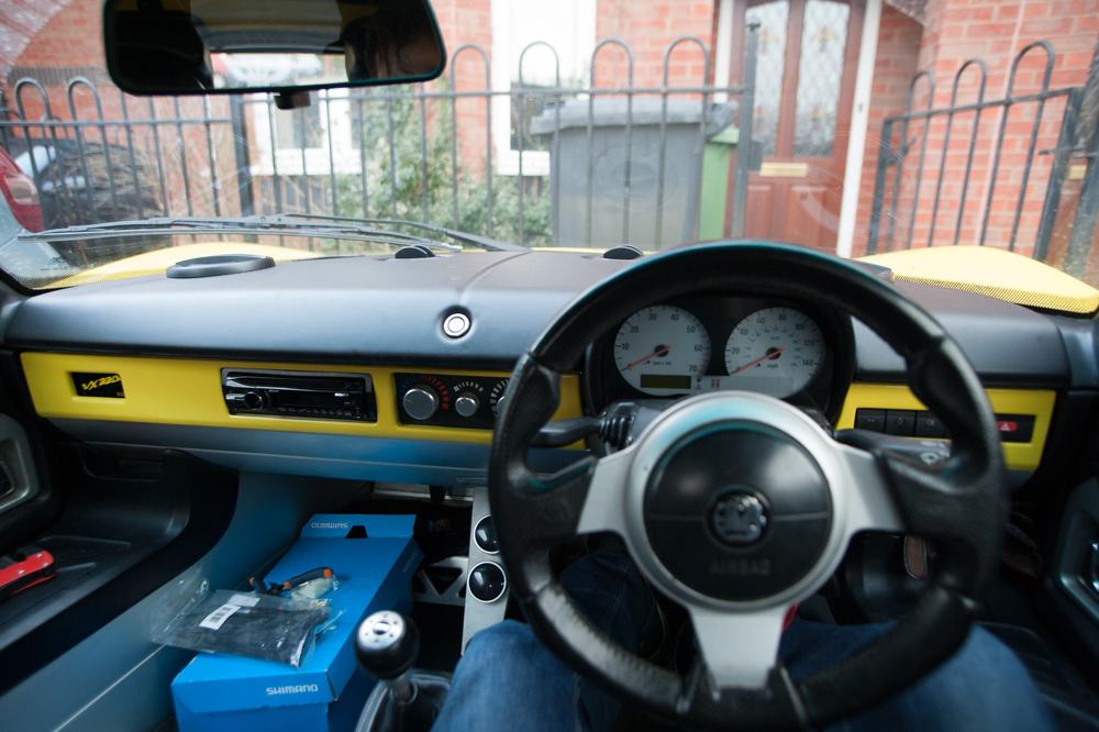 The dash before work starts, with the stereo still fitted