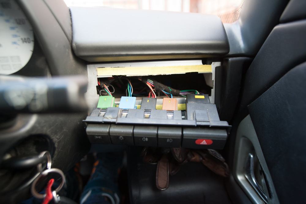 The light switch cluster pulled out of the dash