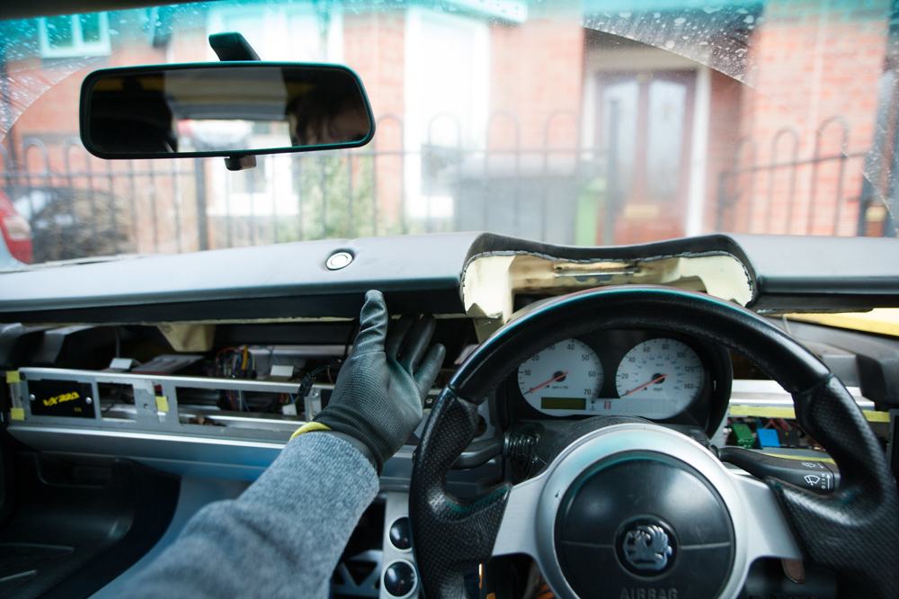 The dash lifted at the front and stuck at an angle