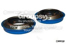 Two blue-rimmed driveshaft oil seals
