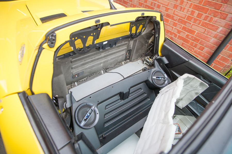 The soundproofing foam behind the liner