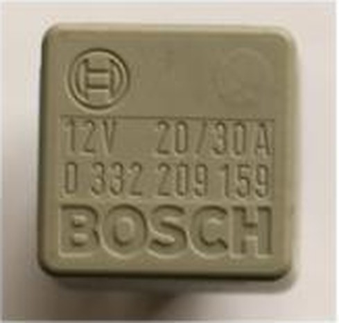 A grey Bosch relay marked 12V 20/30A 0 332 209 159